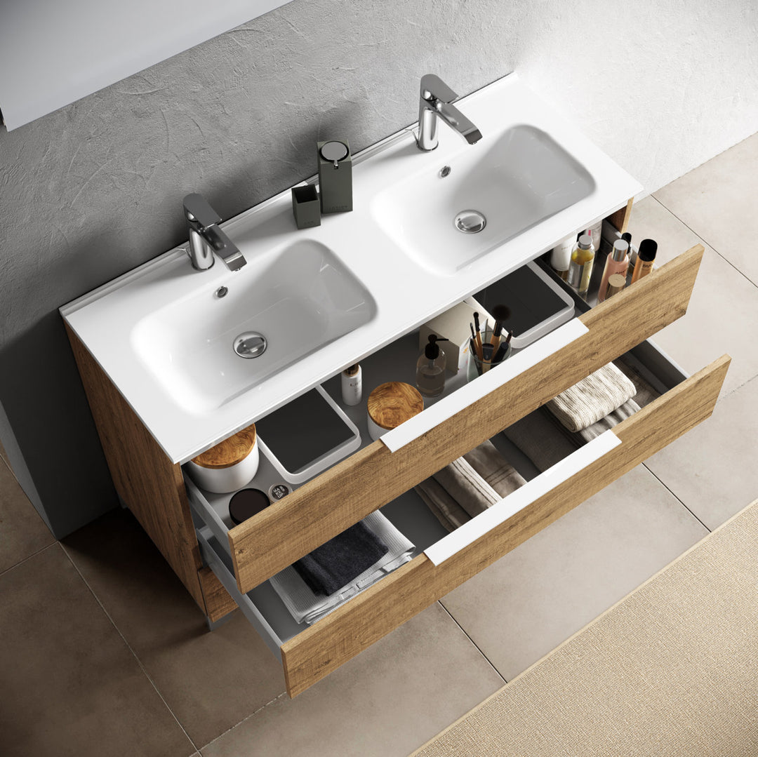 Double basin composition 4 MALMO honey oak