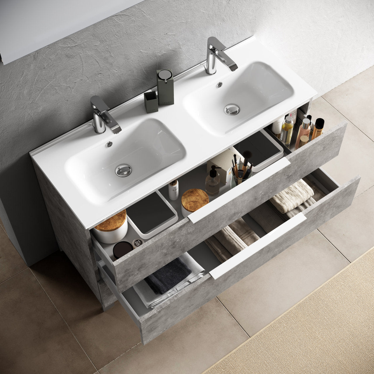 Double bathtub composition 3 pieces MALMO concrete