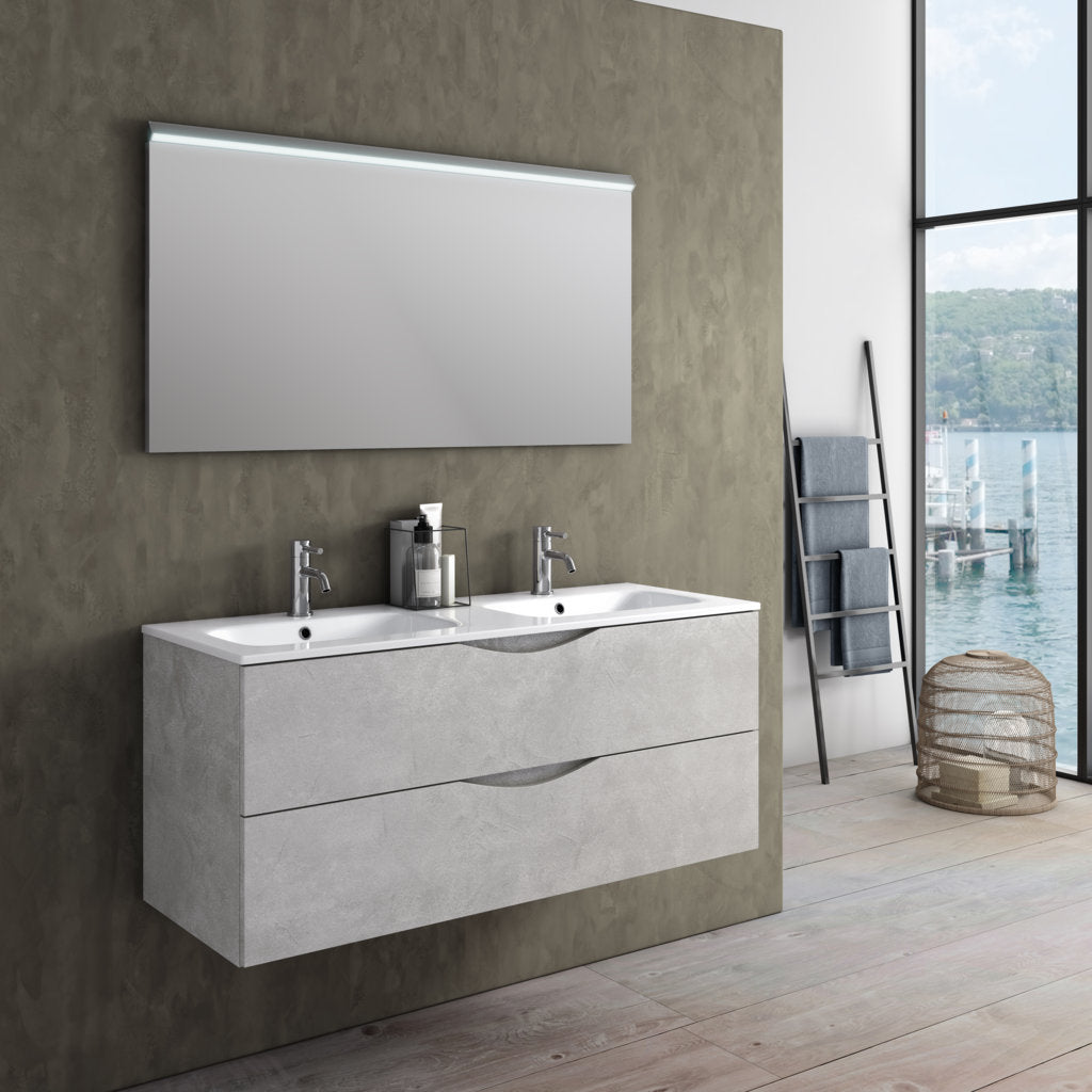 Double bathtub composition 3 pieces OSLO white stone 120 cm