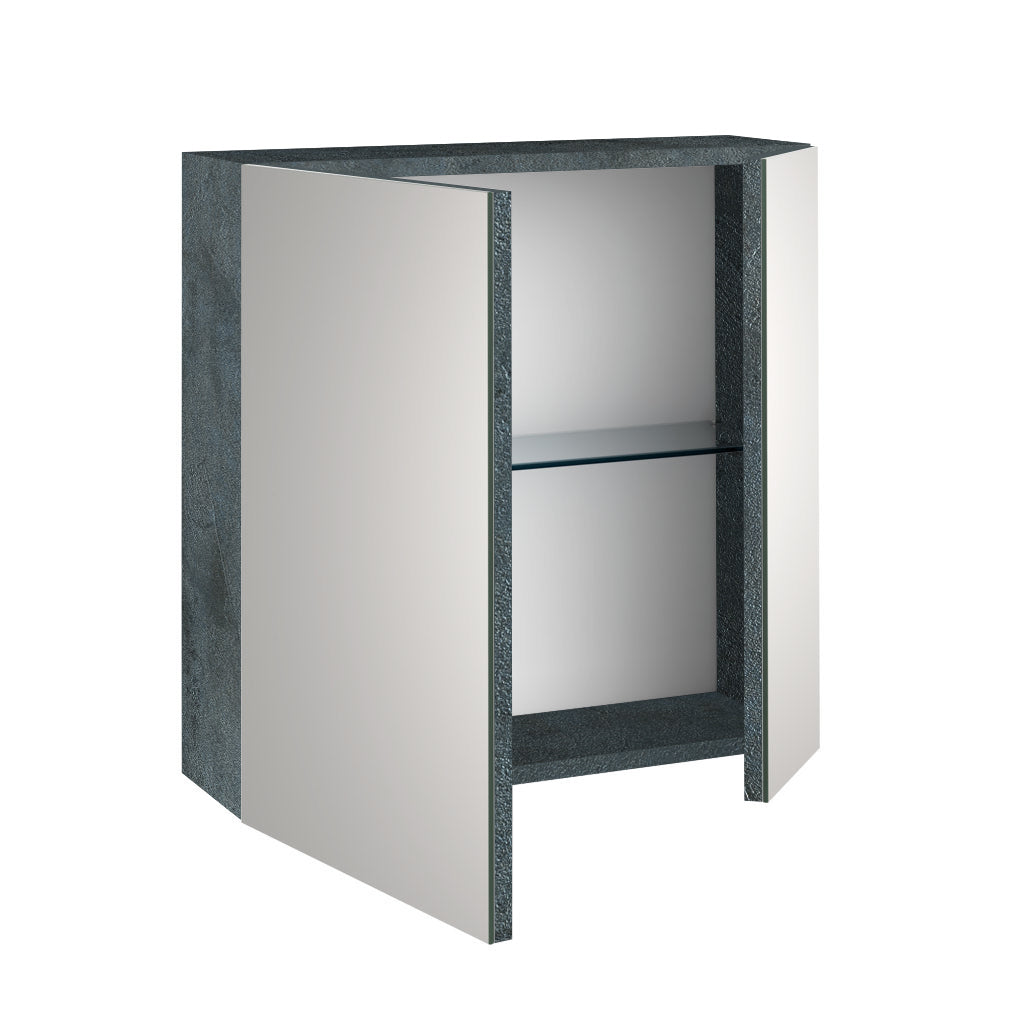 Stone blue OSLO-S 2-door cabinet mirror