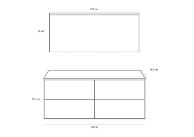 Stone blue AGO 4-piece double bathtub composition