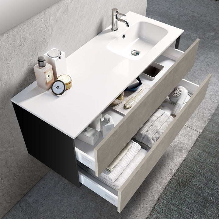 Right bathtub composition AGO 4 pieces Havana stone