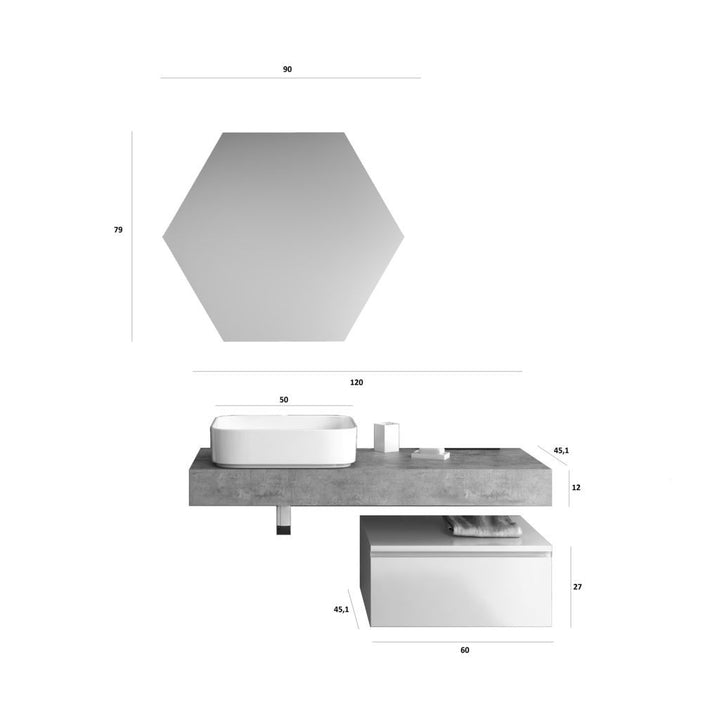 Composition 4 pieces YOKA white/honey oak 120 cm