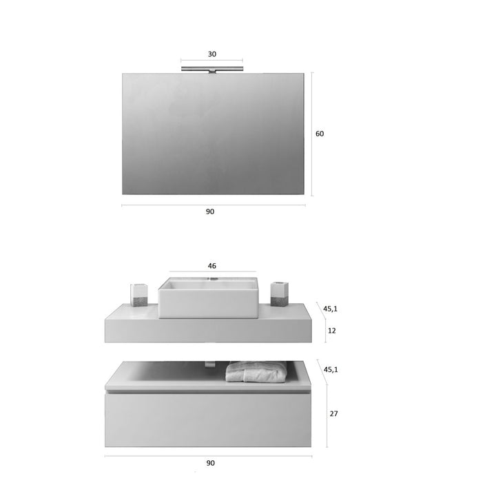 Composizione 5 pezzi YOKA quercia/bianco 90cm