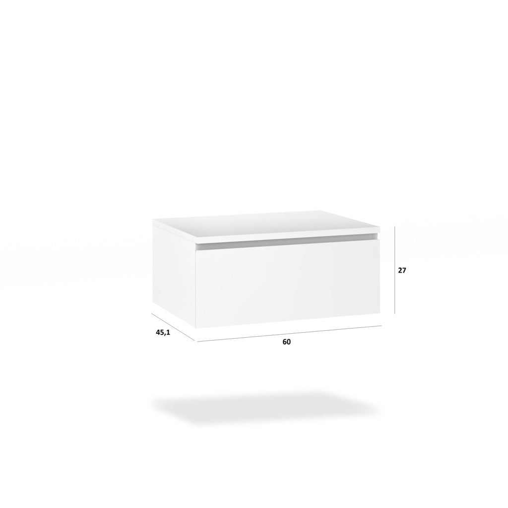 Matt white YOKA base with top 1 drawer 60 cm