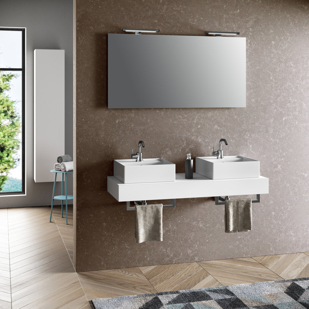 Composizione doppio lavabo 7 pezzi YOKA bianco