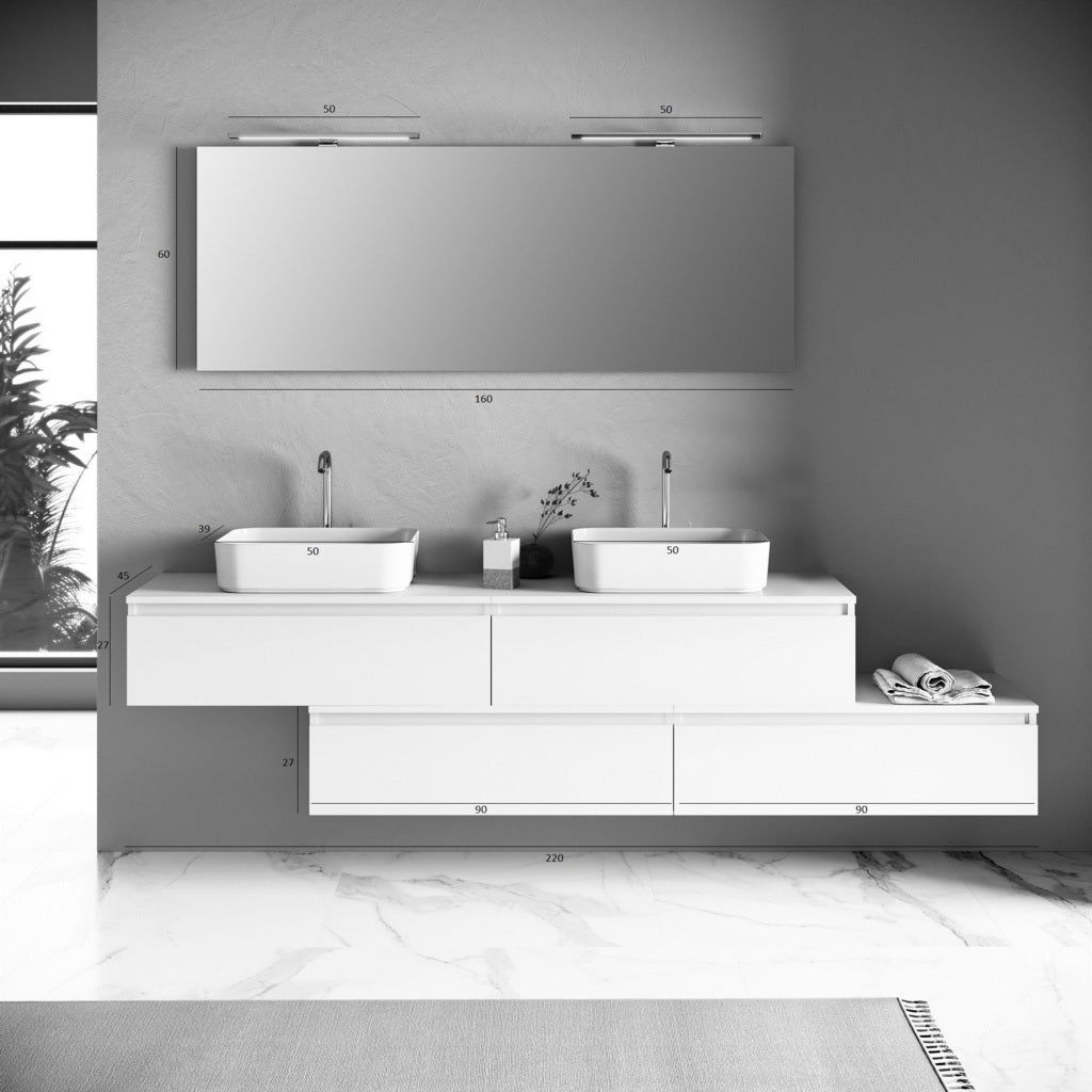 Double washbasin composition 9 pieces YOKA Havana