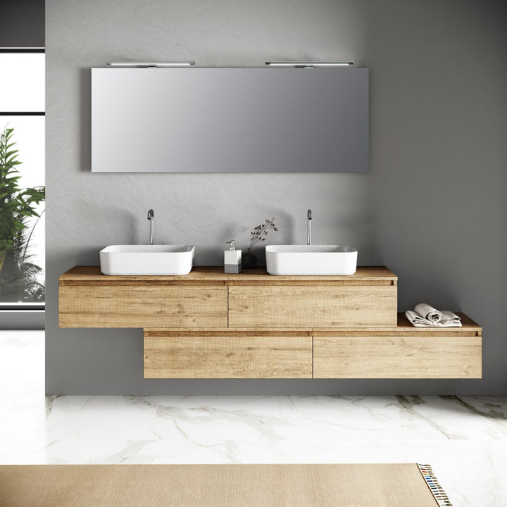 Double sink composition 9 pieces YOKA honey oak