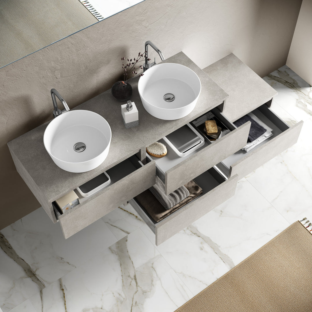 Double washbasin composition 8 pieces YOKA Havana