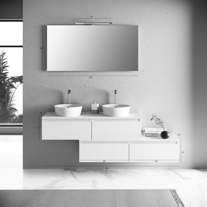 Double washbasin composition 8 pieces YOKA Havana