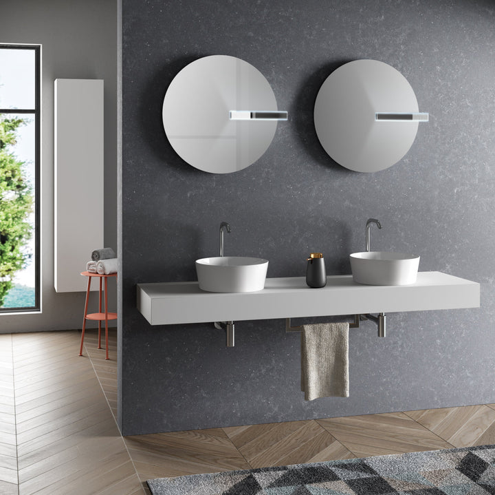 Composizione doppio lavabo 8 pezzi YOKA bianco