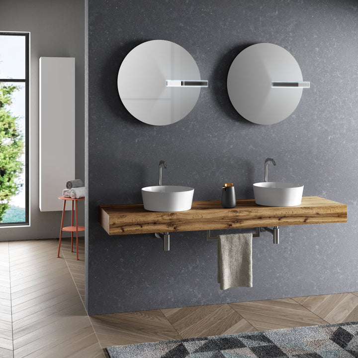 Composizione doppio lavabo 8 pezzi YOKA quercia 165cm