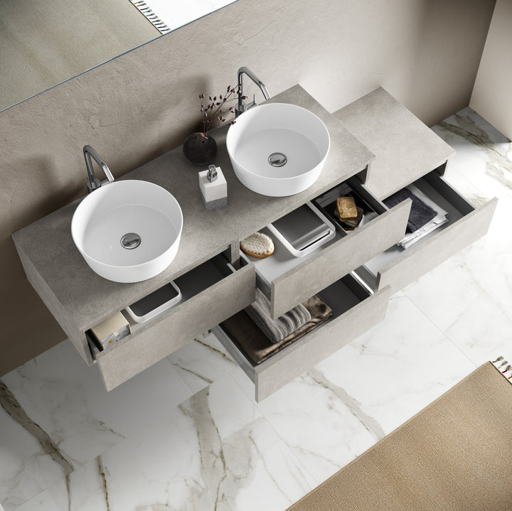 Double washbasin composition 9 pieces YOKA Havana