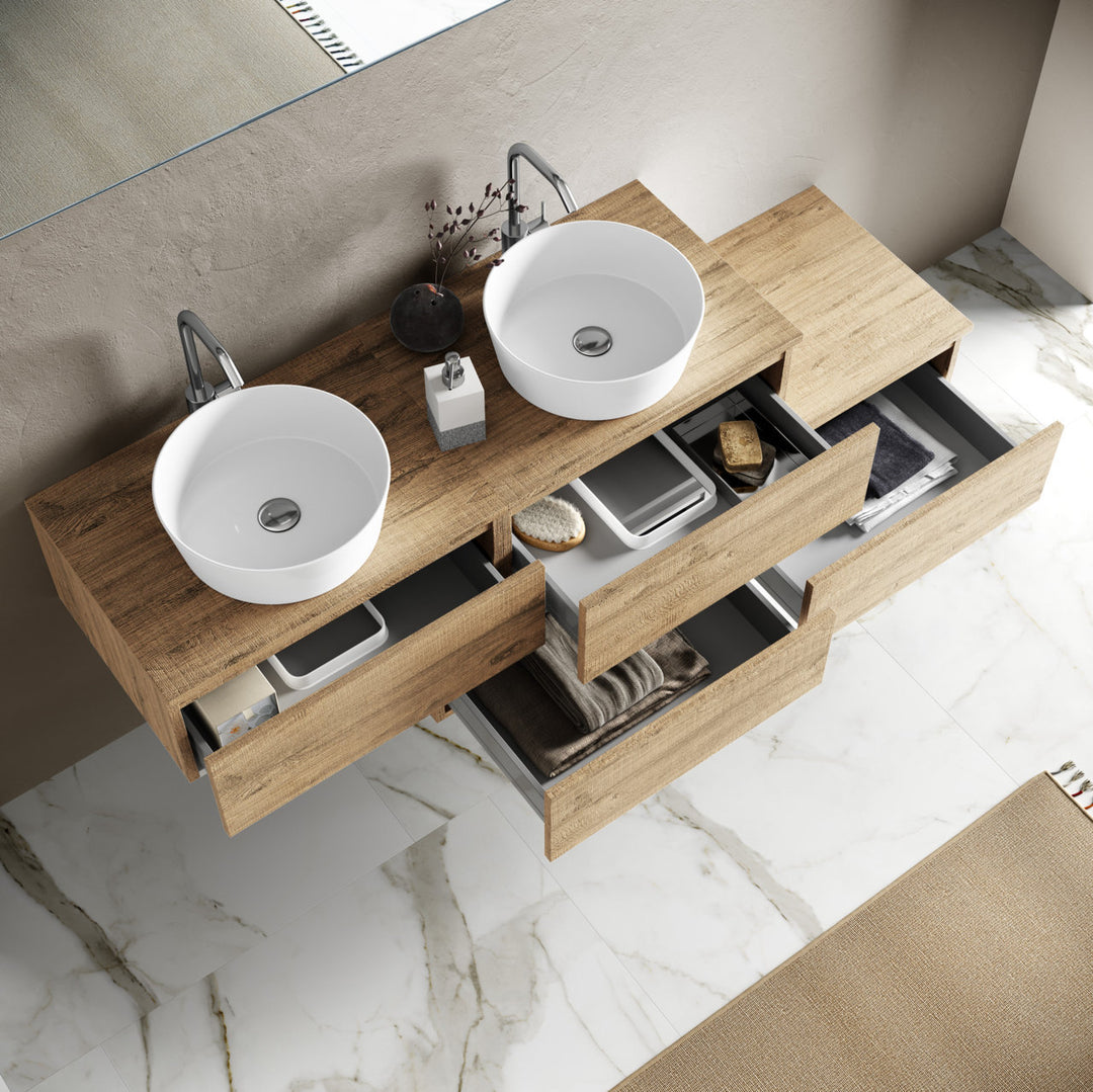 Double sink composition 9 pieces YOKA honey oak