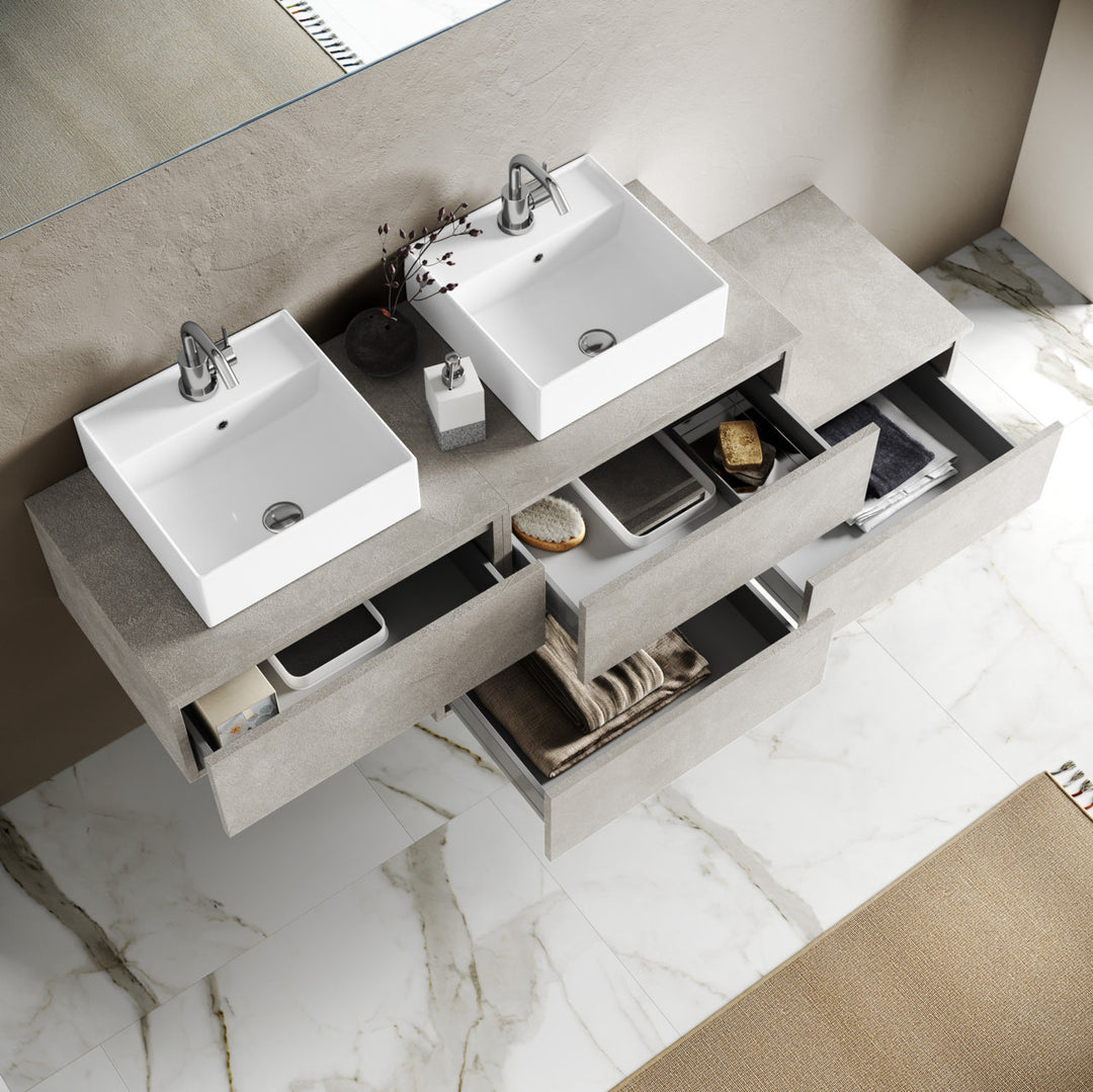 Double washbasin composition 8 pieces YOKA Havana