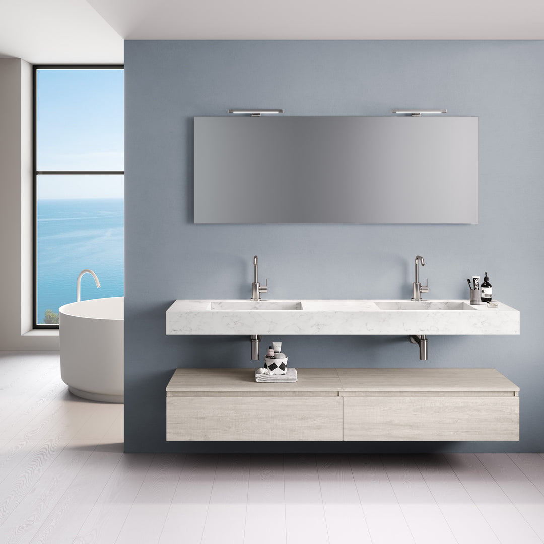 Composizione 7 pezzi YOKA marmo carrara/sherwood naturale