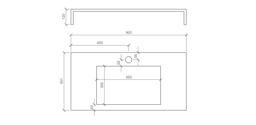 Integrated bathtub top 90 YOKA graphite