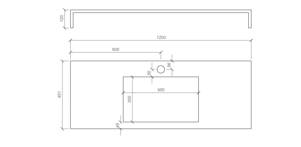 Integrated bathtub top 120 YOKA carrara