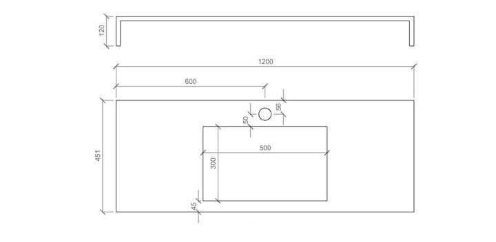 Integrated bathtub top 120 YOKA carrara